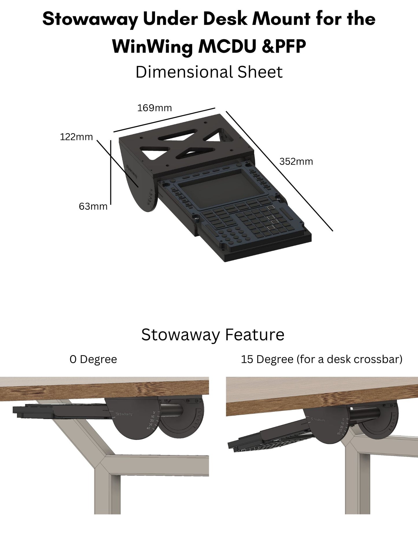 WinCtrl MCDU & PFP Stowaway Under Desk Mount