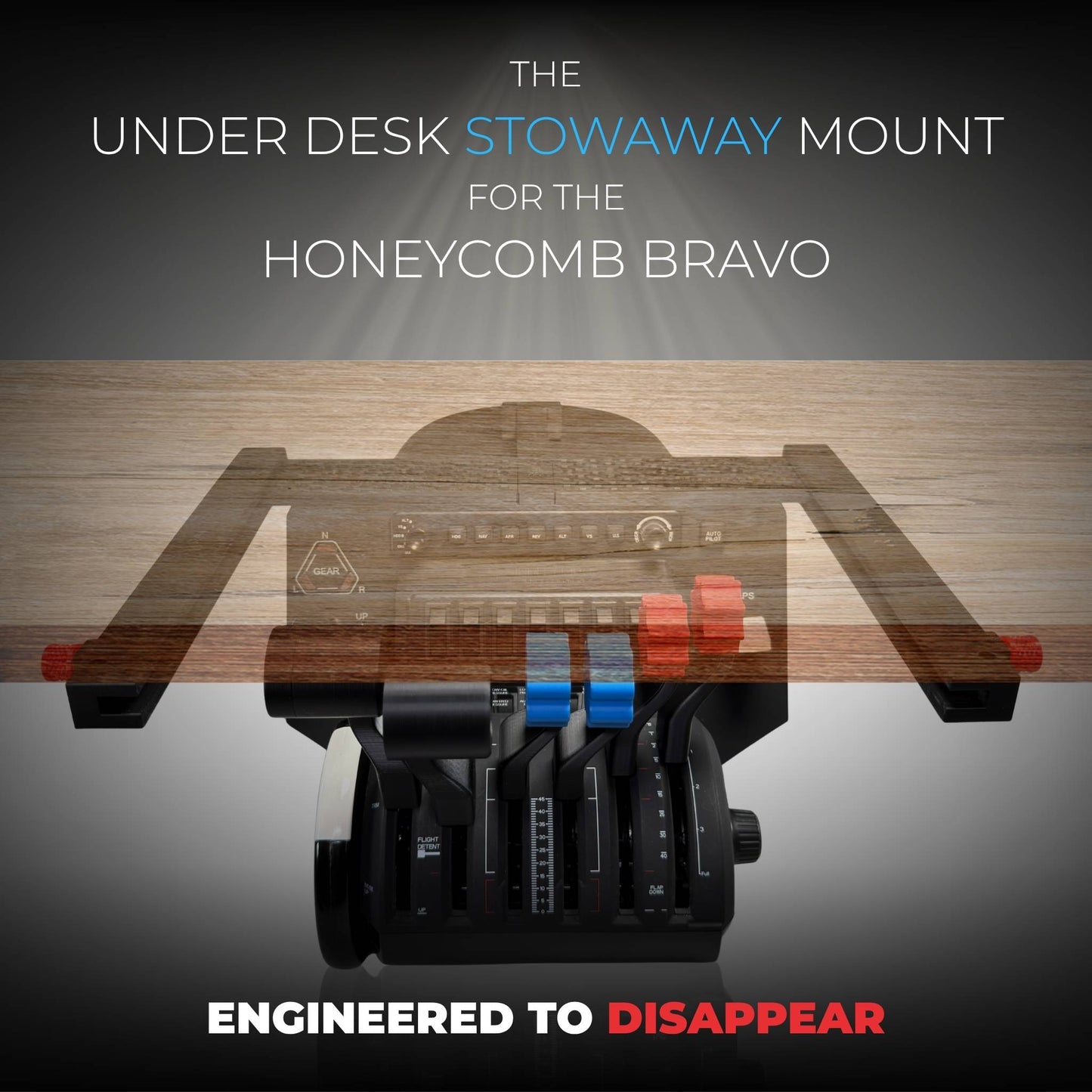 Honeycomb Bravo Under Desk Mount, Sliding Stowaway Mount, Locking Flight Sim Mount