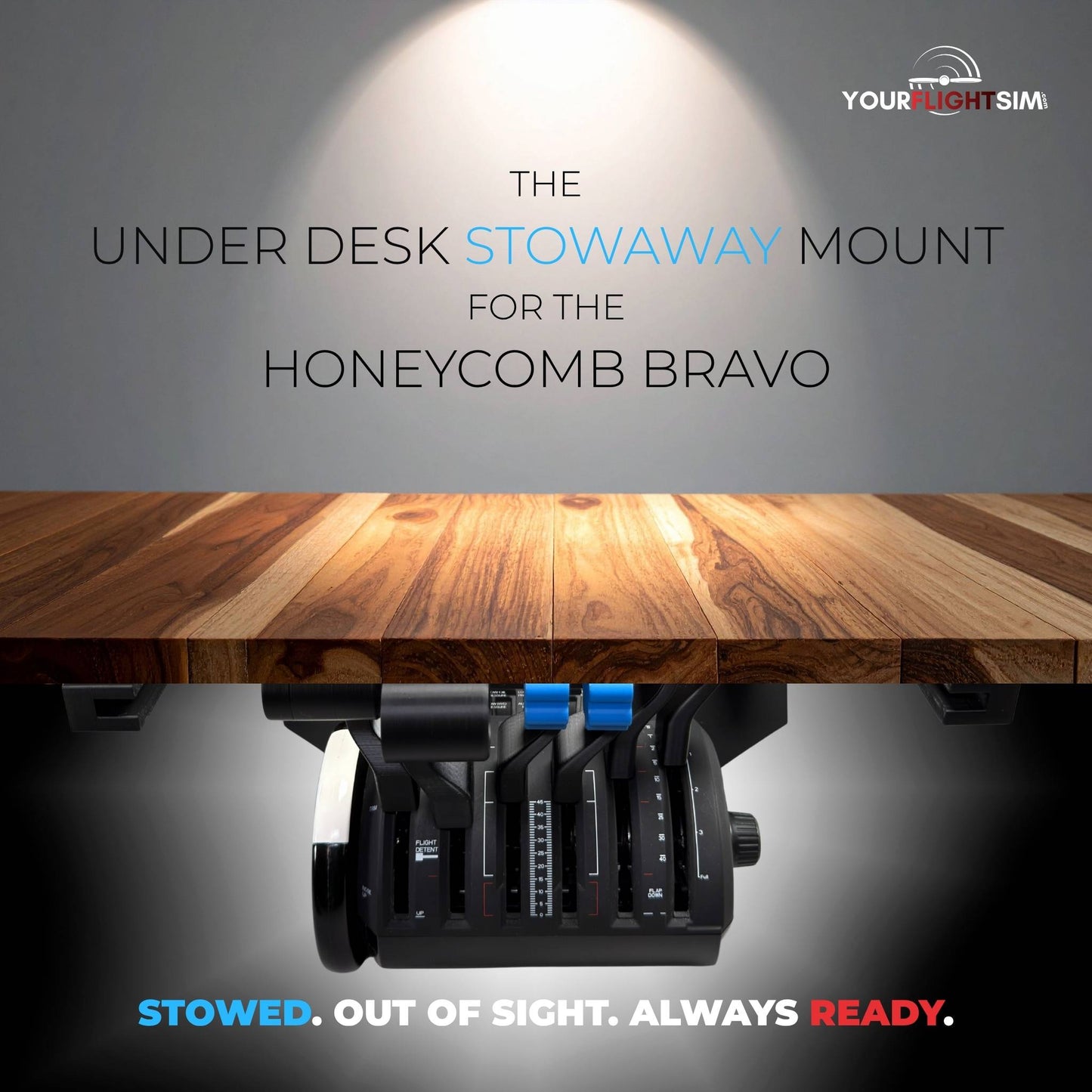 Honeycomb Bravo Under Desk Mount, Sliding Stowaway Mount, Locking Flight Sim Mount